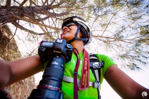 This is Kaori's fourth time on a mountain bike - badass setup for a photog, I must say. She gets beat up just like the racers for this event.